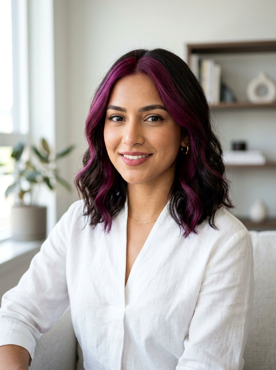 Plum Burgundy Money Piece On Dark Hair - 20 plum burgundy highlights on dark hair - 20 plum burgundy highlights on dark hair