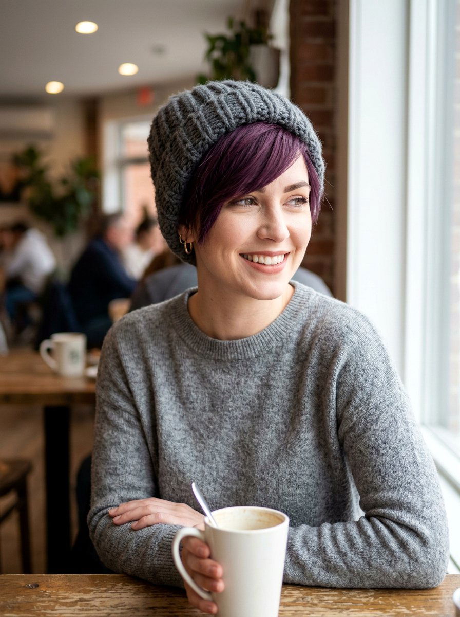 Plum Colored Pixie Haircut - 20 winter pixie haircut ideas - 20 winter pixie haircut ideas
