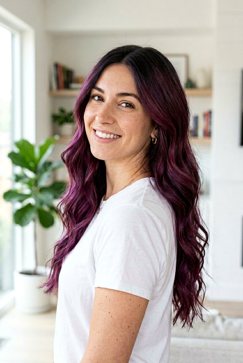 Plum Hair with Dark Roots - 20 plum hair color ideas - 20 plum hair color ideas