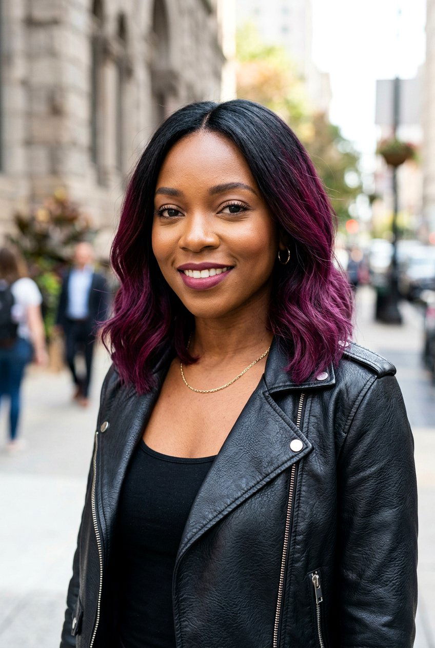 Plum Ombre For Black Hair - 20 plum balayage for black hair women - 20 plum balayage for black hair women