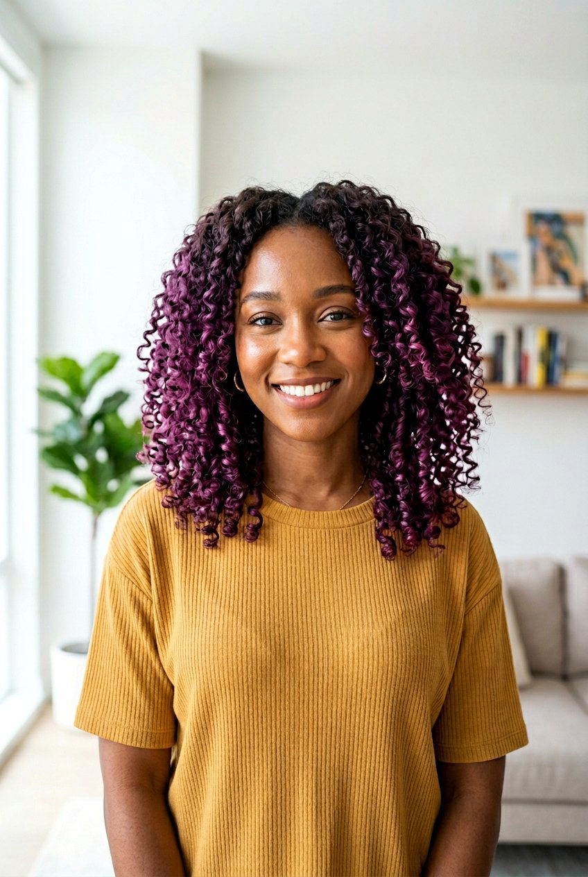 Plum Ombre on Curly Hair - 20 plum hair color ideas - 20 plum hair color ideas