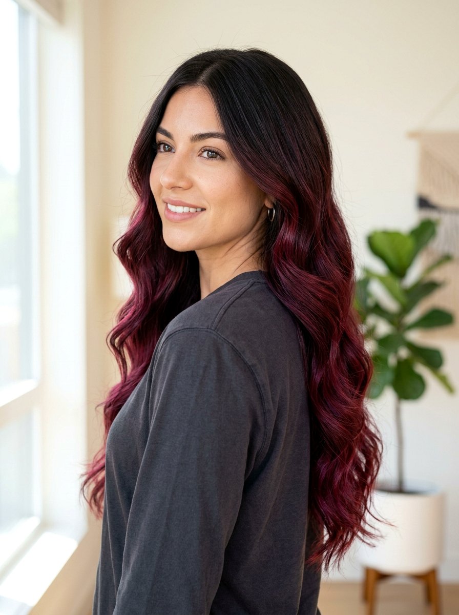 Plum Red Balayage Ombre On Dark Hair - 20 plum red balayage on dark hair - 20 plum red balayage on dark hair