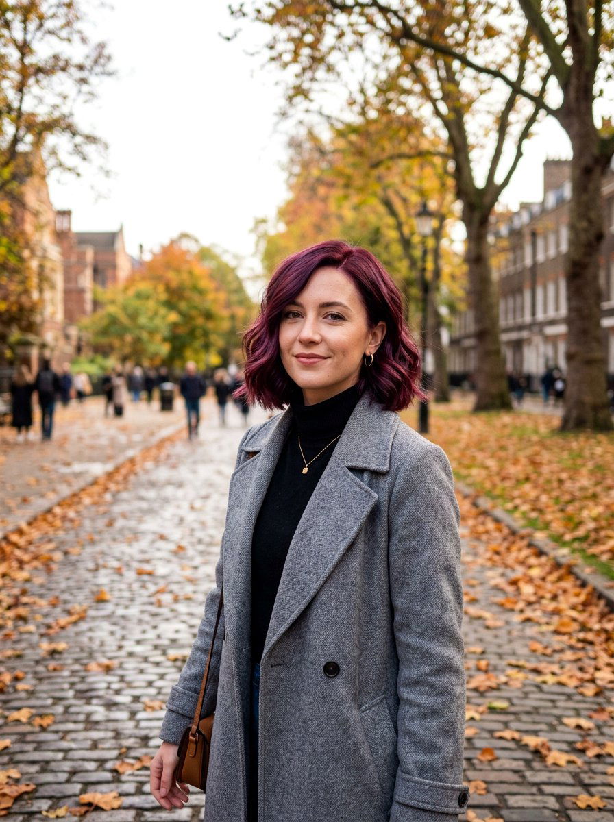 Plum Red Gloss Wavy Bob - 20 red gloss hair color ideas - 20 red gloss hair color ideas