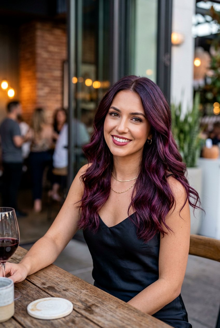 Plum Violet Balayage On Brunette Hair - 20 violet balayage hair color - 20 violet balayage hair color