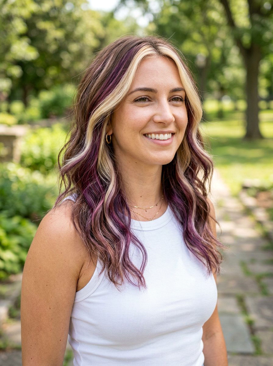 Plum and Blonde Highlights on Brown Hair - 20 plum brunette highlights - 20 plum brunette highlights