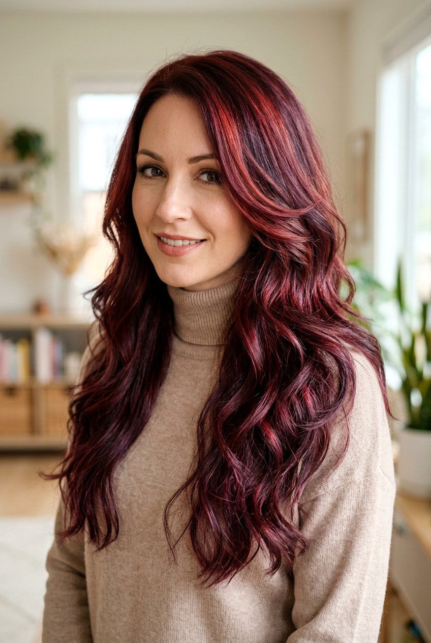 Plum and Red Hair Color Mix - 20 plum hair color ideas - 20 plum hair color ideas