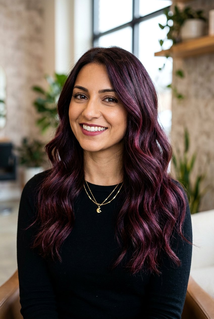 Plum burgundy balayage for olive skin - 20 burgundy balayage for mature women - 20 burgundy balayage for mature women