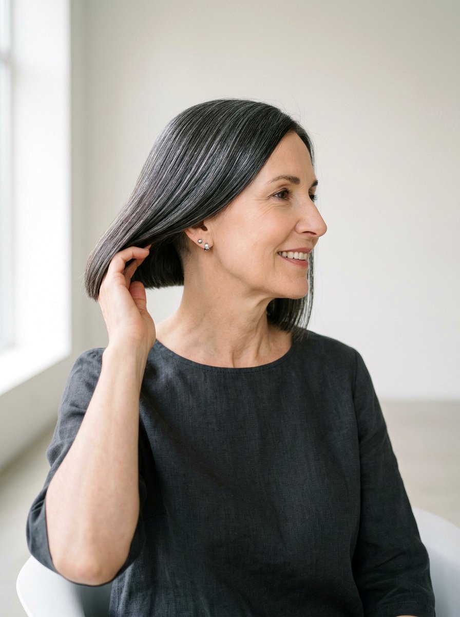 Polished Bob With Undercut - 20 jaw length bob for fine hair over 60 - 20 jaw length bob for fine hair over 60