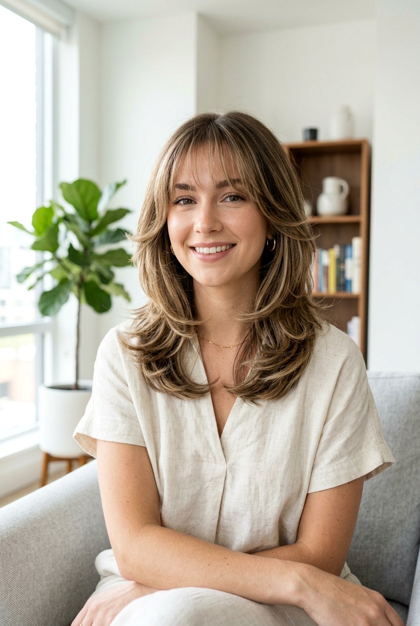 Polished Butterfly Cut With Wispy Bangs - 20 polished butterfly haircut for long hair - 20 polished butterfly haircut for long hair