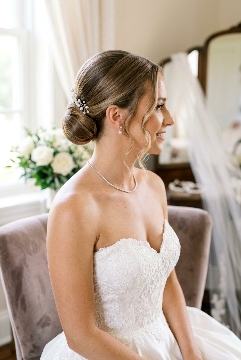 Polished Chignon - 20 bridal hairstyle with soft tendrils - 20 bridal hairstyle with soft tendrils