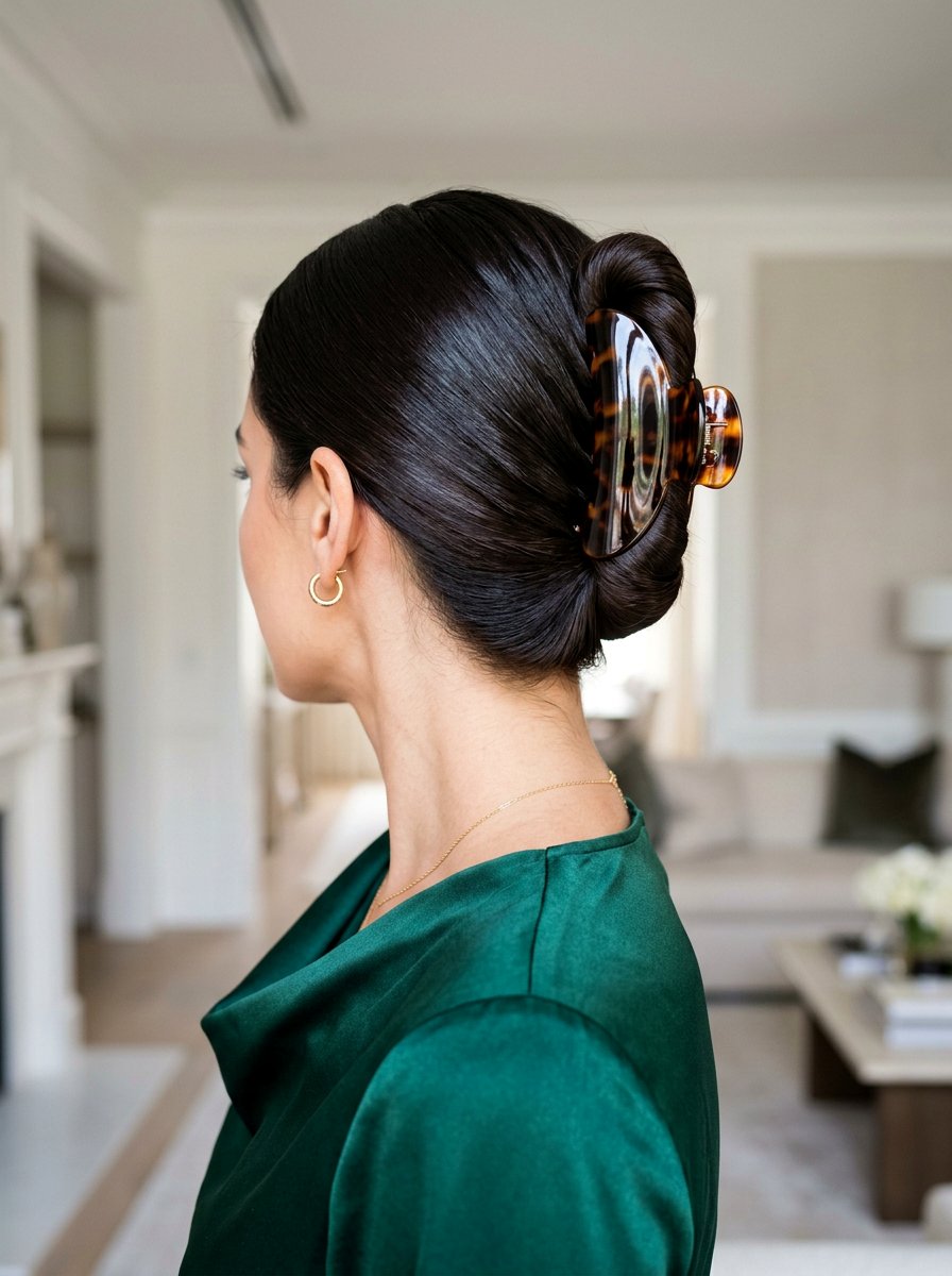 Polished Claw Clip Twist - 20 sleek claw clip twist hairstyle - 20 sleek claw clip twist hairstyle