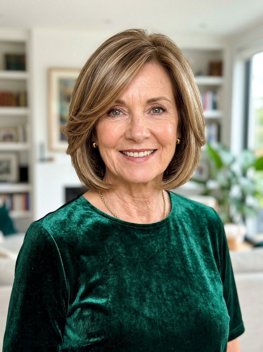 Polished Feathered Bob With Shine - 20 short feathered bob for women over 60 - 20 short feathered bob for women over 60