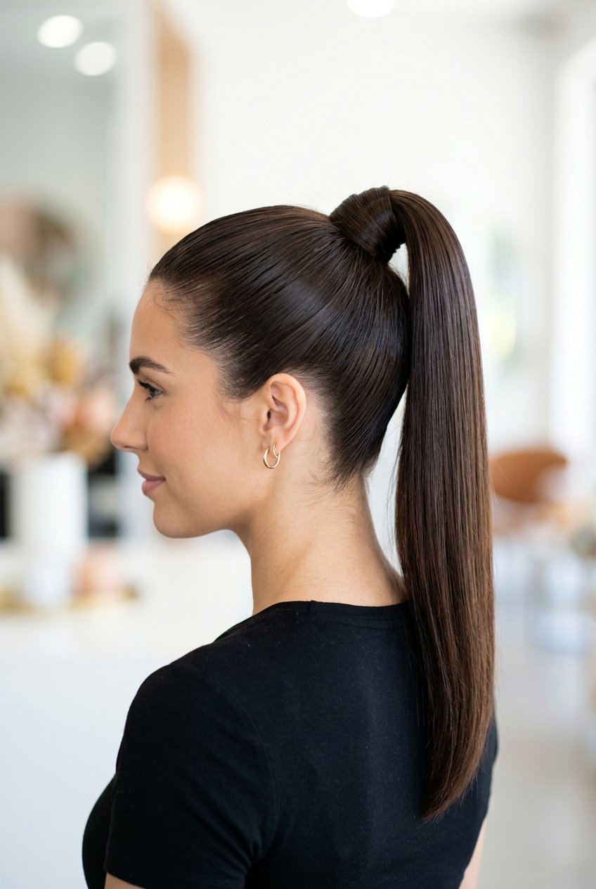 Polished High Ponytail - 20 business casual hairstyles - 20 business casual hairstyles