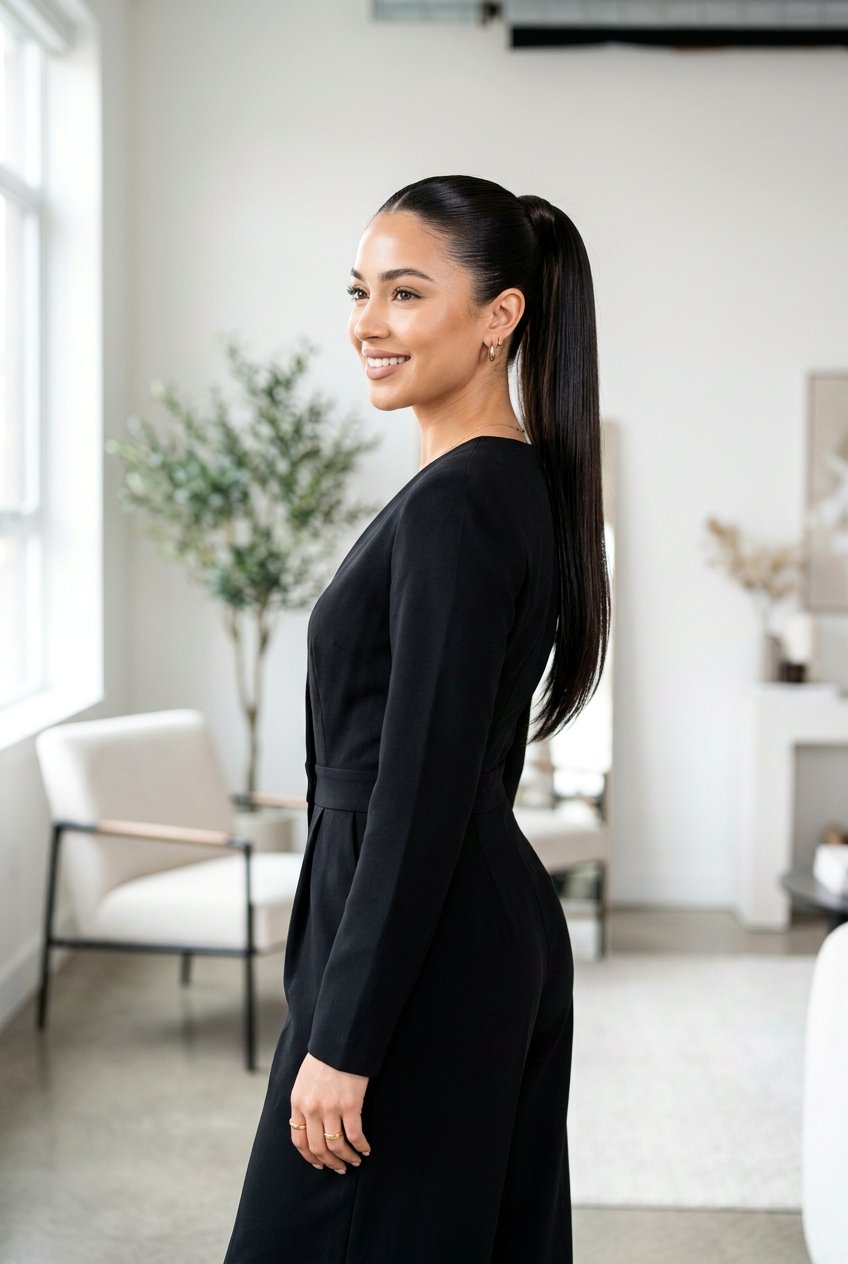 Polished High Ponytail - 20 mom polished date night hairstyle - 20 mom polished date night hairstyle