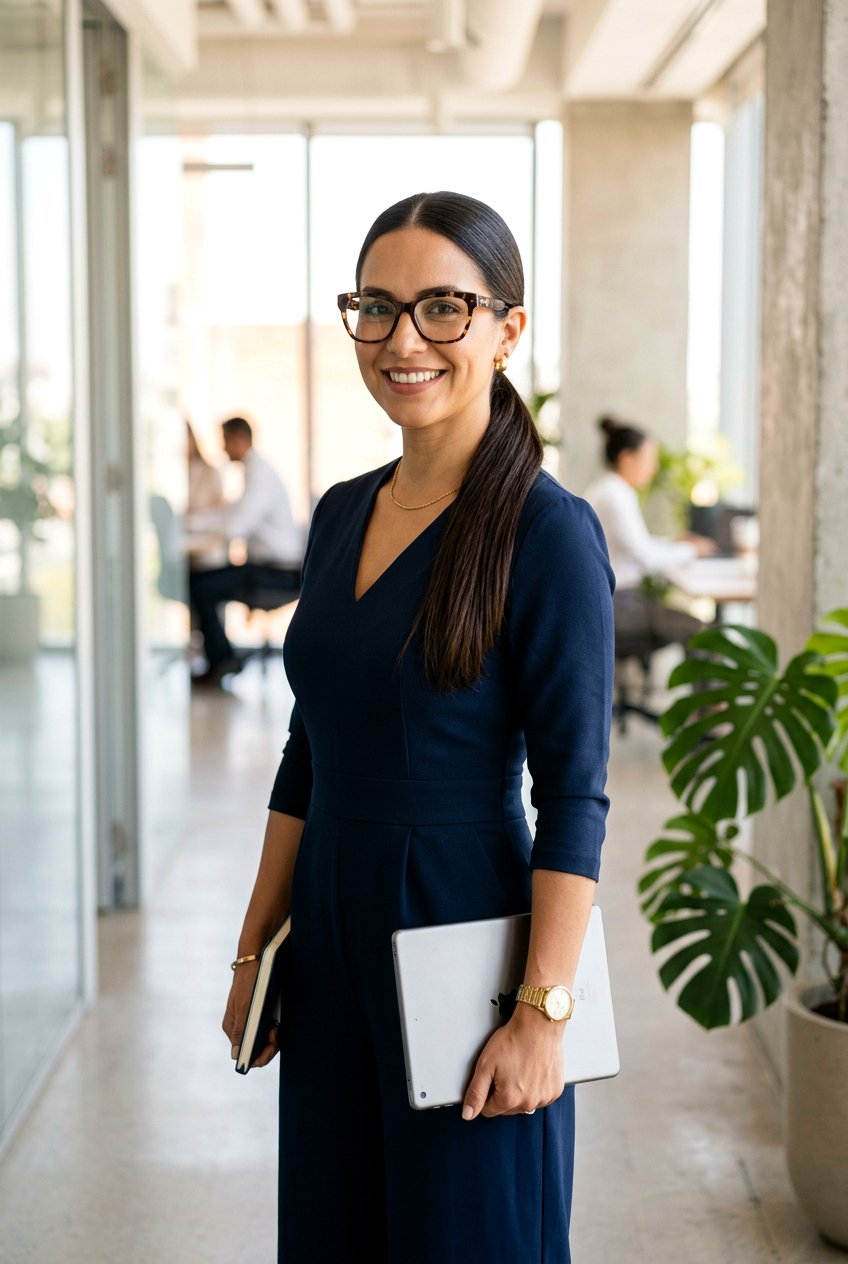 Polished Low Ponytail - 20 professional hairstyle for women with glasses - 20 professional hairstyle for women with glasses