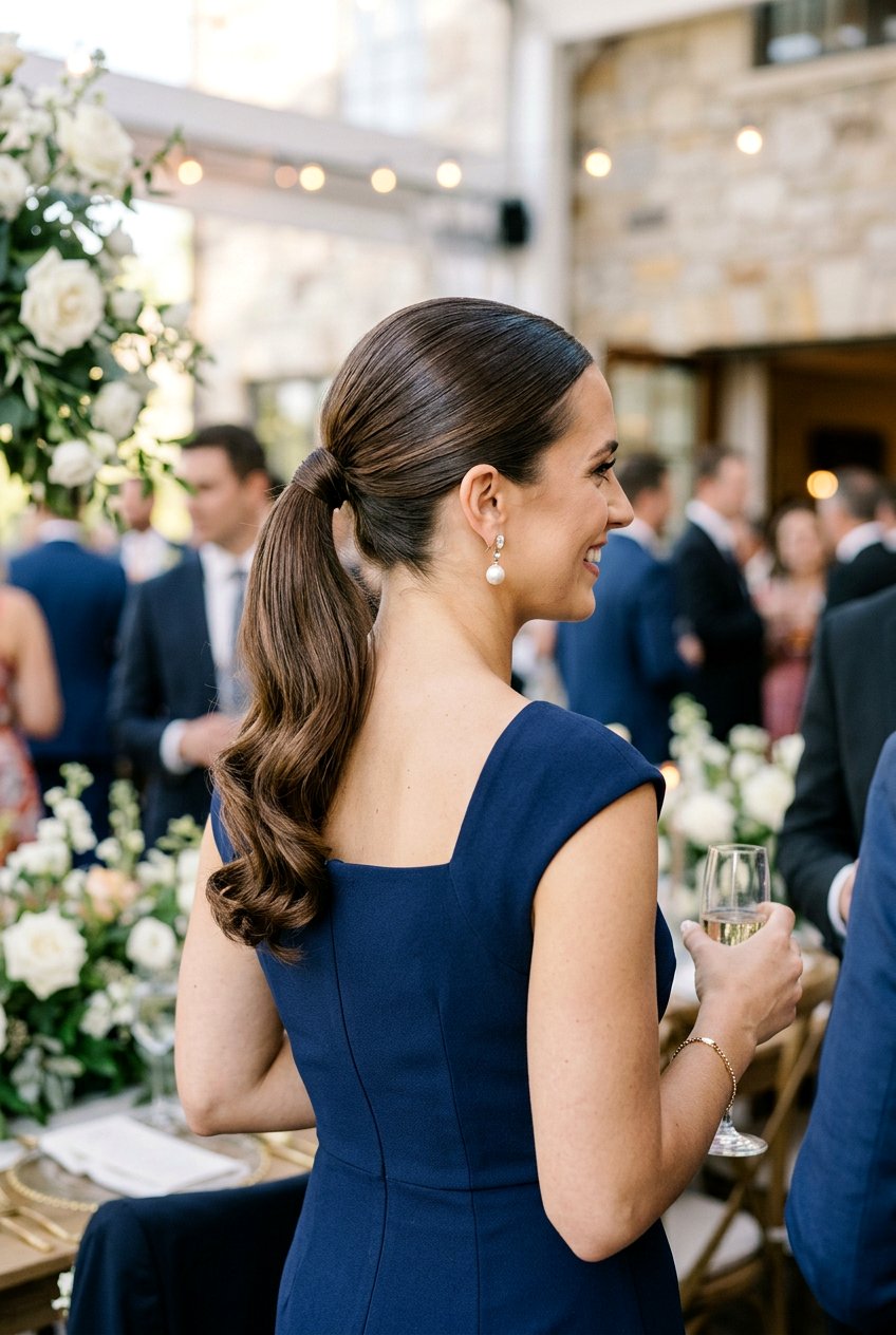 Polished Ponytail For Wedding Guest - 20 reception hairstyles for guests - 20 reception hairstyles for guests