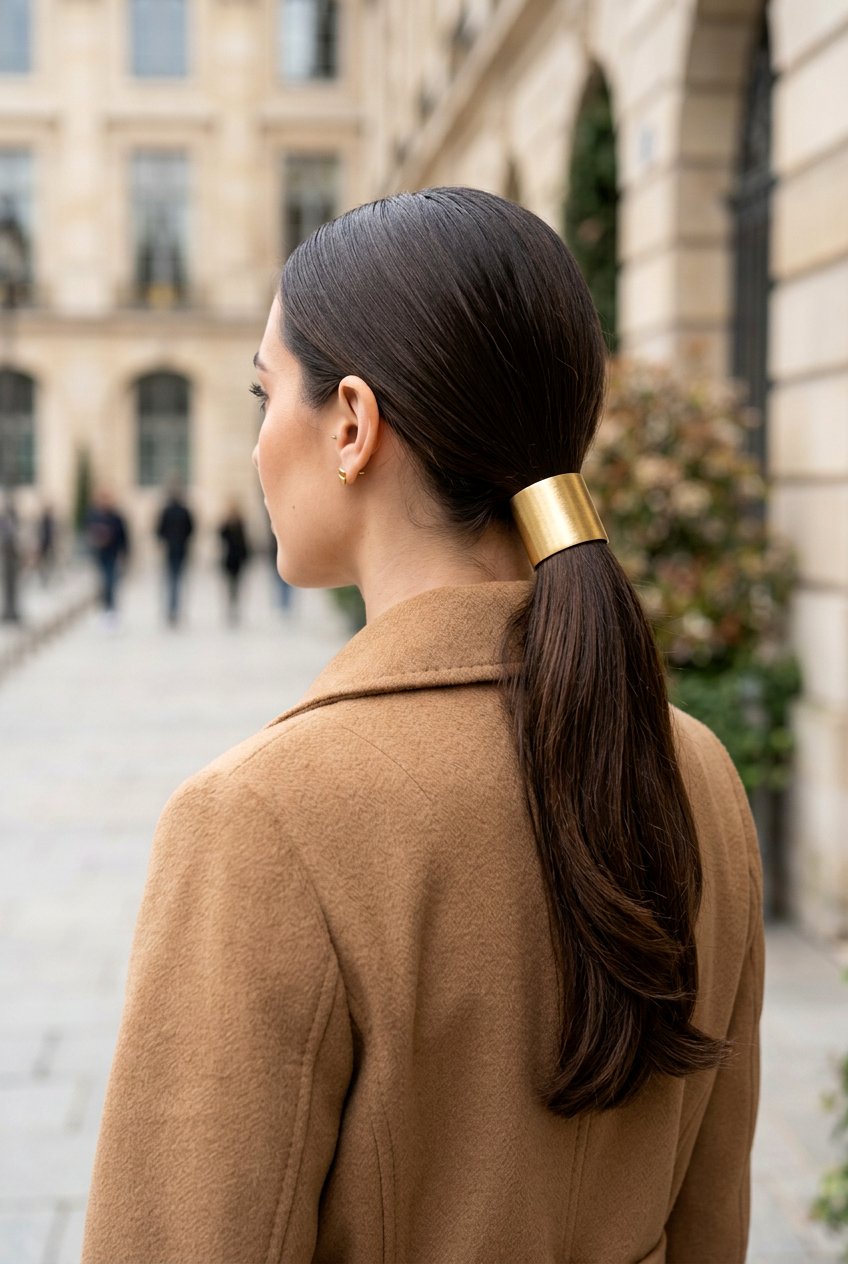 Polished Ponytail With Gold Accessories - 20 polished old money ponytail - 20 polished old money ponytail