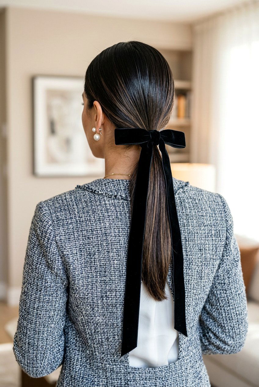 Polished Ponytail With Ribbon - 20 polished old money ponytail - 20 polished old money ponytail