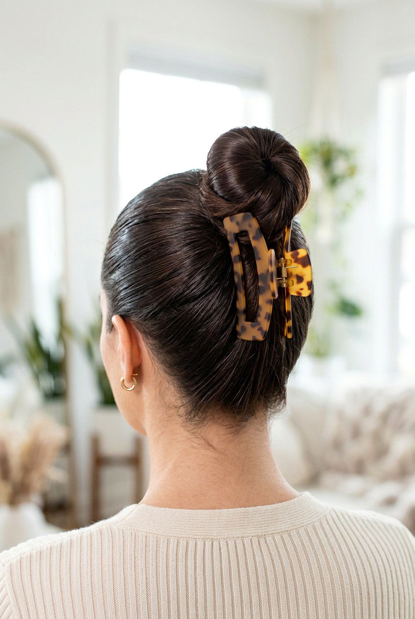 Polished Top Knot - 20 windy day claw clip hairstyle - 20 windy day claw clip hairstyle