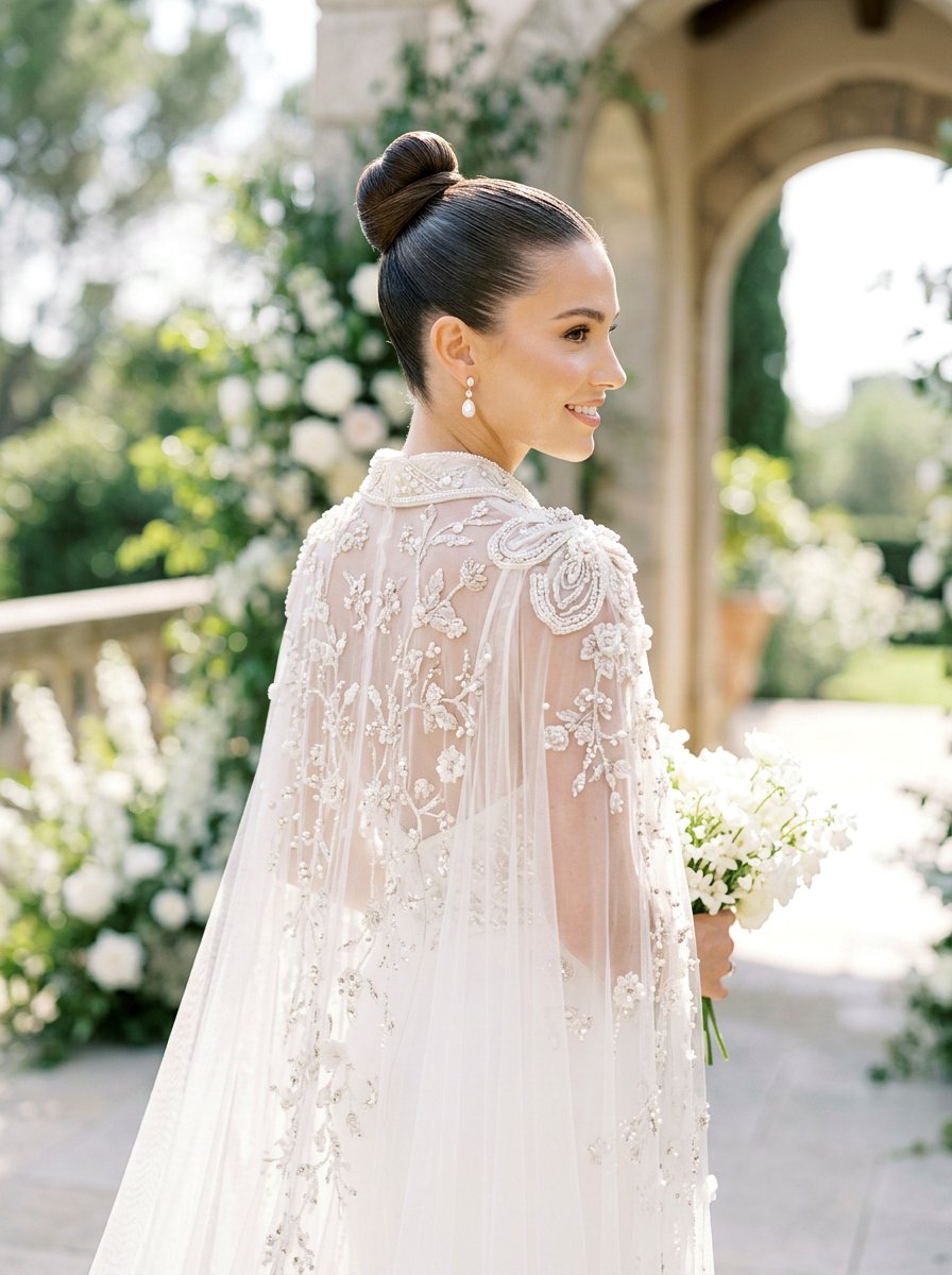 Polished Top Knot - 20 wedding hairstyles for elopement - 20 wedding hairstyles for elopement