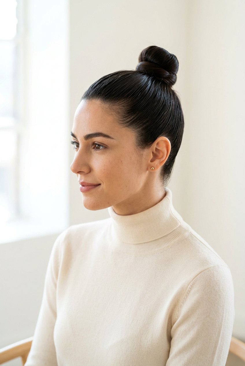 Polished top knot - 20 elegant hairstyles for women - 20 elegant hairstyles for women