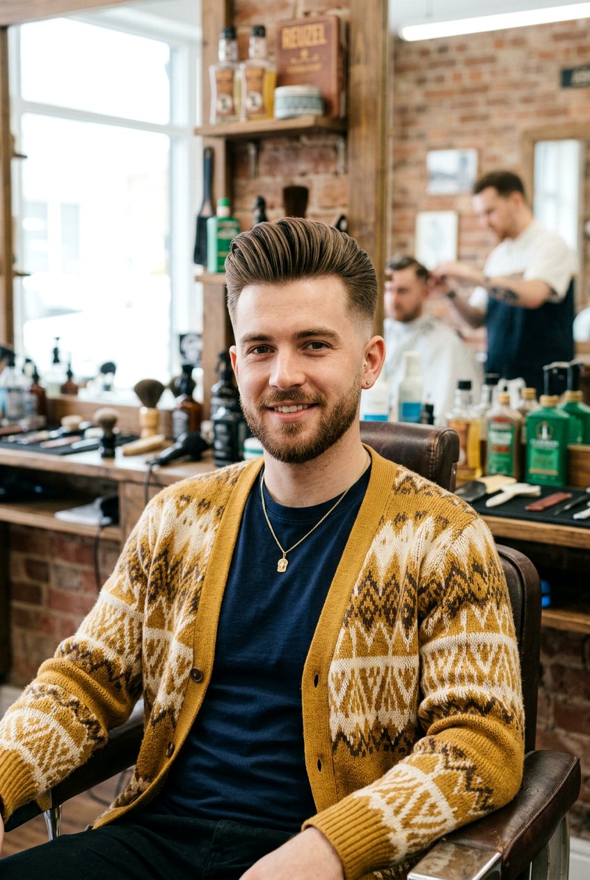 Pompadour Fade - 20 mens haircut for heart shaped face - 20 men’s haircut for heart shaped face