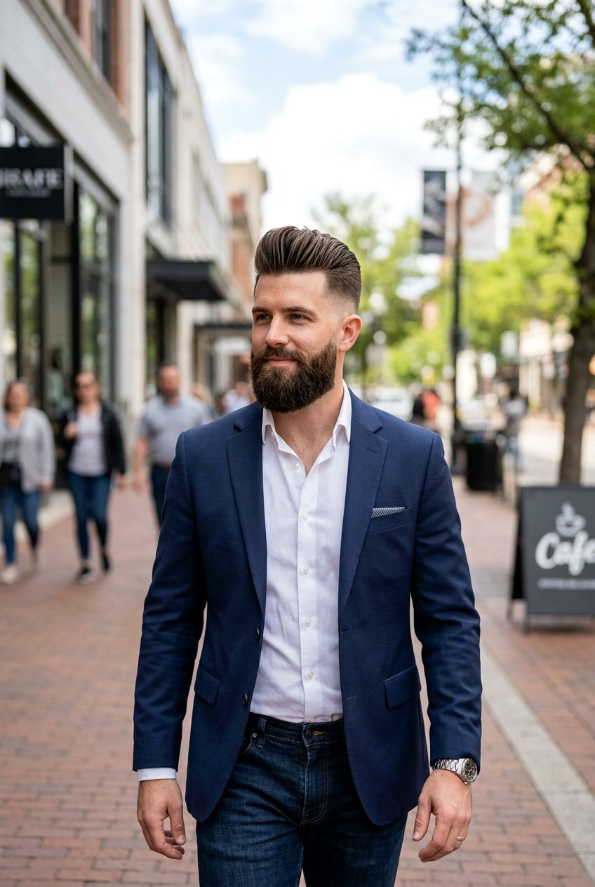 Pompadour Fade Haircut With Beard - 20 beard fade haircut - 20 beard fade haircut