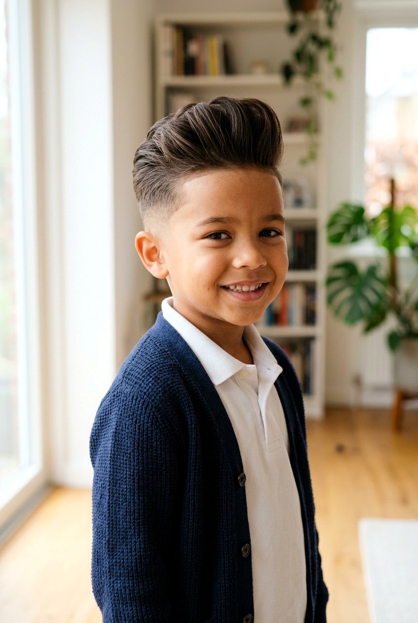 Pompadour Low Fade - 20 little boy long top short sides haircut - 20 little boy long top short sides haircut