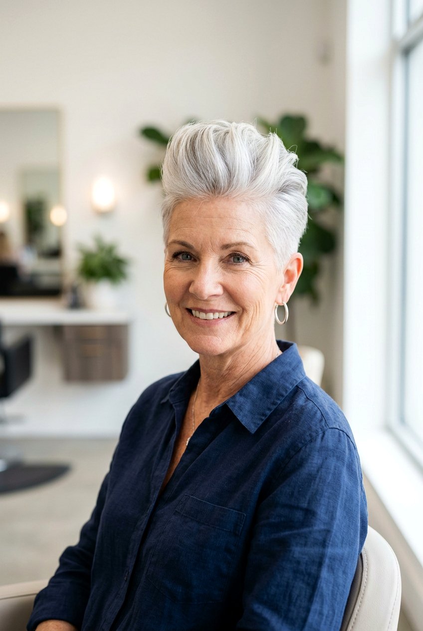 Pompadour Pixie - 20 rejuvenating hairstyles for women over 50 - 20 rejuvenating hairstyles for women over 50