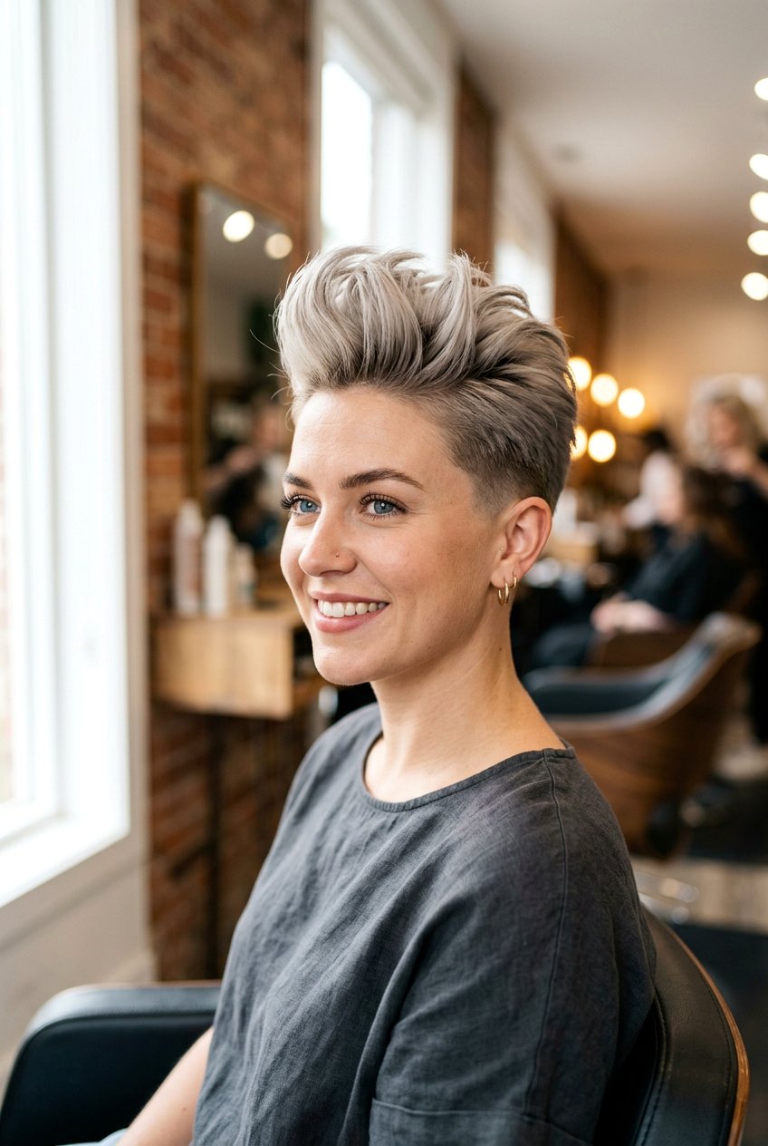 Pompadour Pixie - 20 short hairstyles for women over 40 - 20 short hairstyles for women over 40