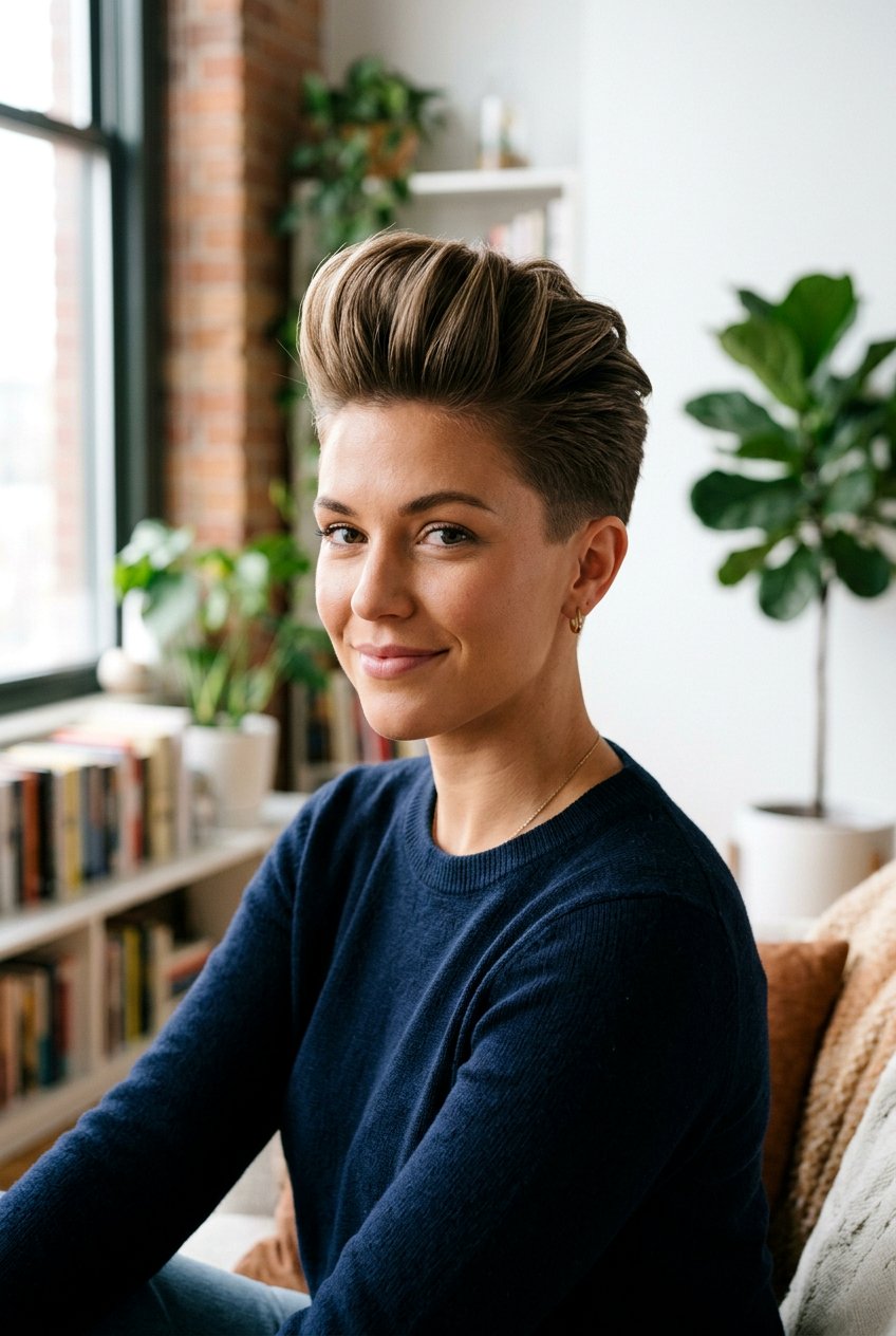 Pompadour Pixie - 20 short hairstyles for thin hair - 20 short hairstyles for thin hair