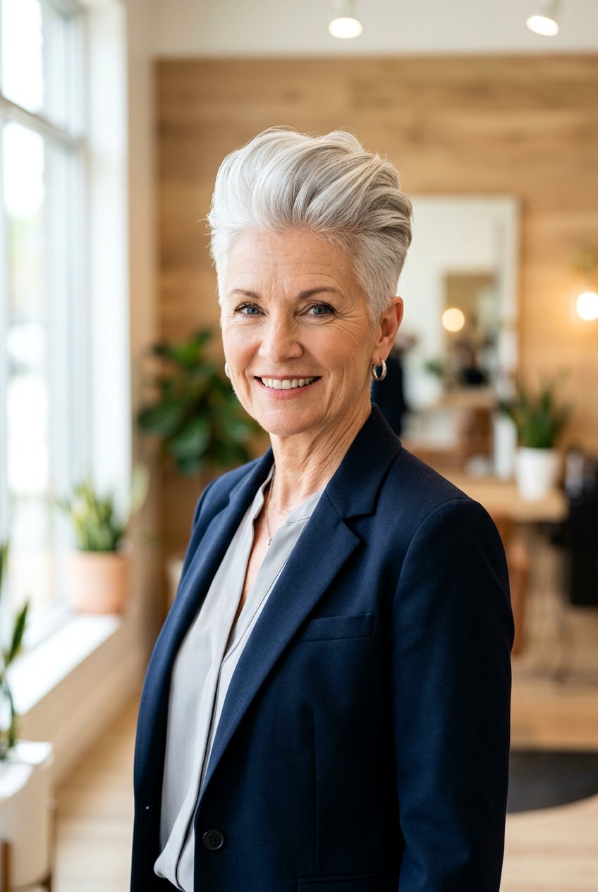 Pompadour Pixie Cut - 20 short hairstyles for women over 50 - 20 short hairstyles for women over 50