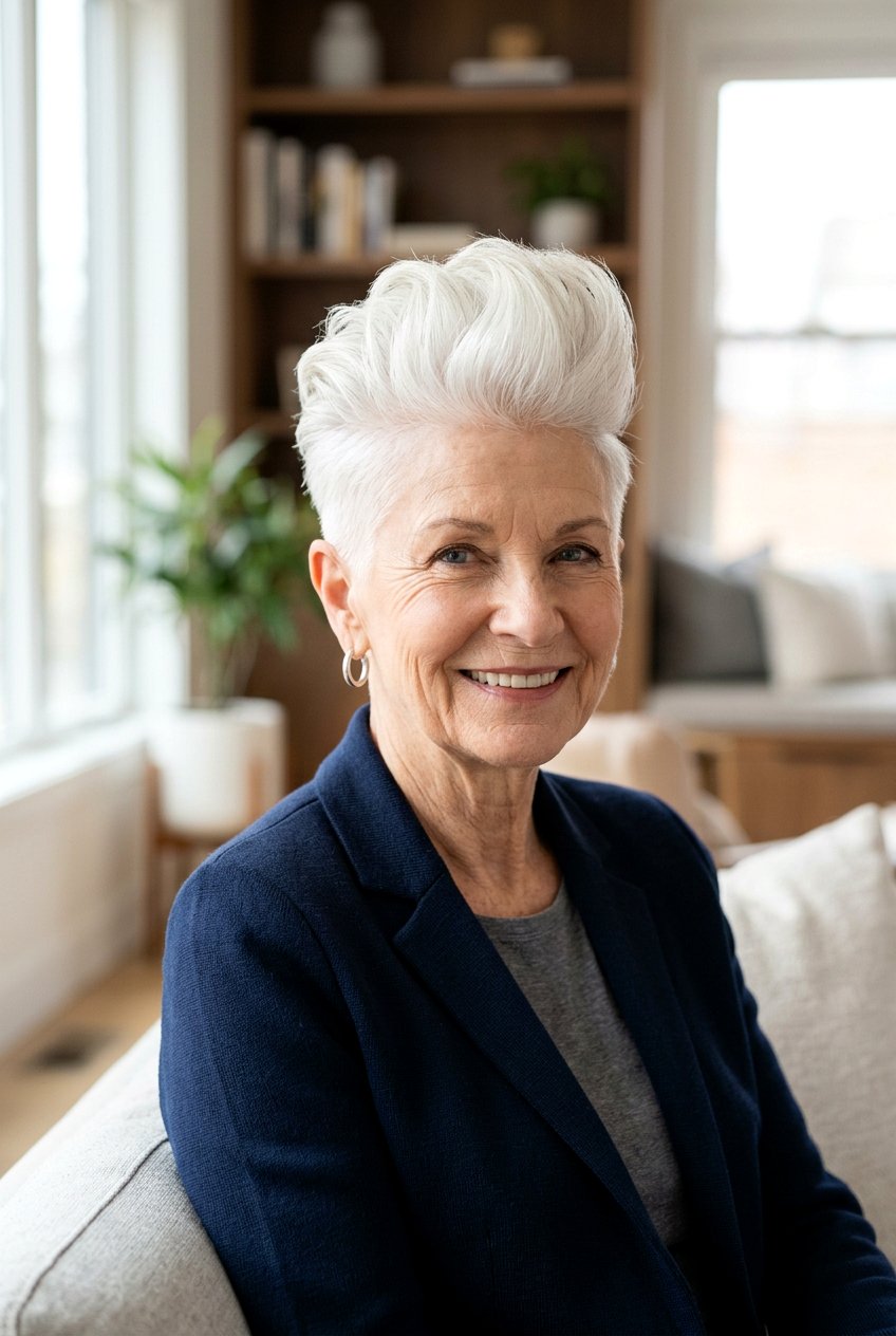 Pompadour Pixie Cut - 20 short hairstyles for women over 70 - 20 short hairstyles for women over 70