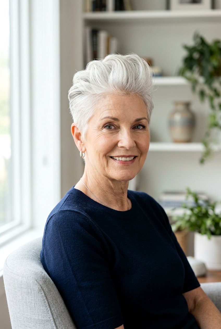 Pompadour Pixie Cut - 20 wash and wear short hairstyles for older women - 20 wash and wear short hairstyles for older women