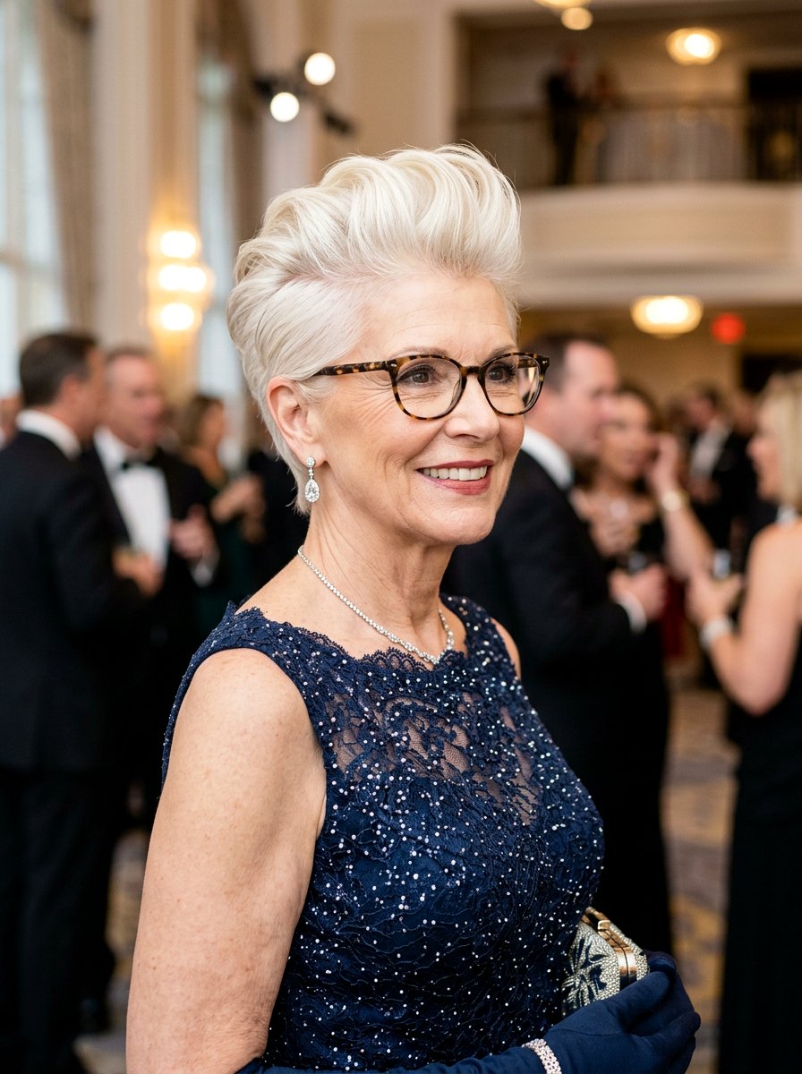 Pompadour Pixie Cut - 20 pixie cut for women over 70 with glasses - 20 pixie cut for women over 70 with glasses