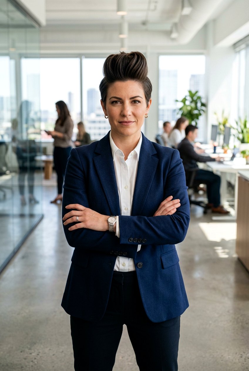 Pompadour Style Office Pixie - 20 office pixie with long bangs - 20 office pixie with long bangs