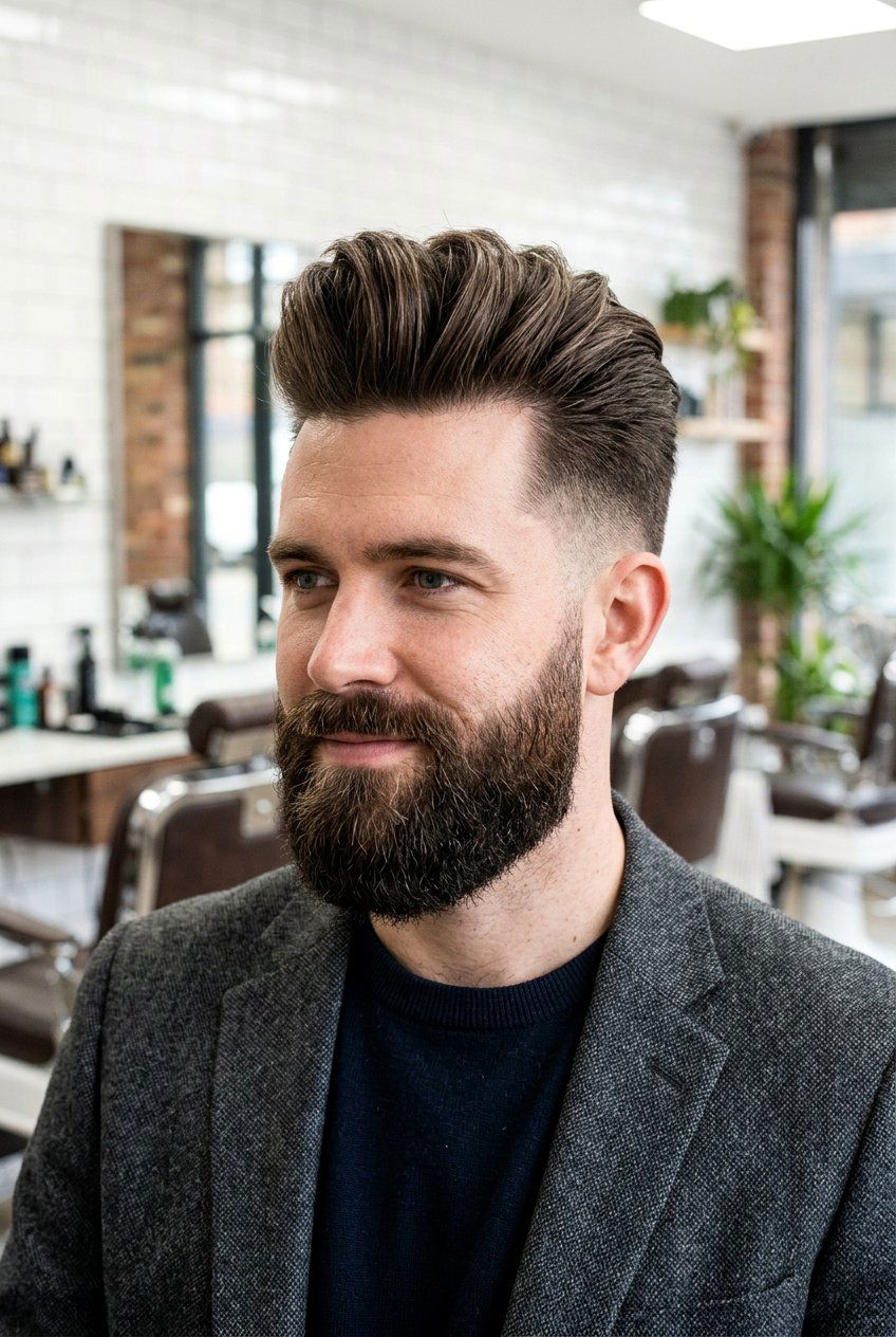 Pompadour With Beard - 20 pompadour haircut for men - 20 pompadour haircut for men