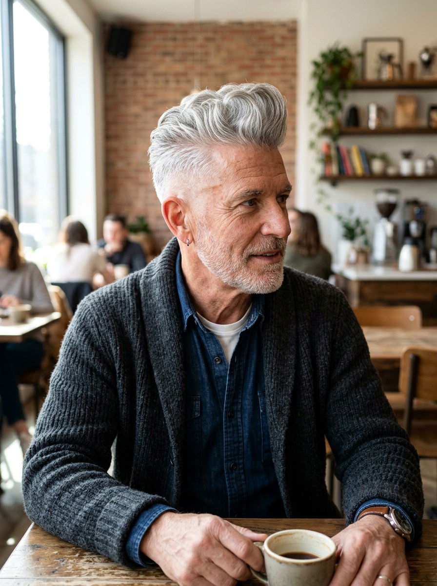 Pompadour With Fade - 20 older men hairstyles with gray hair - 20 older men hairstyles with gray hair