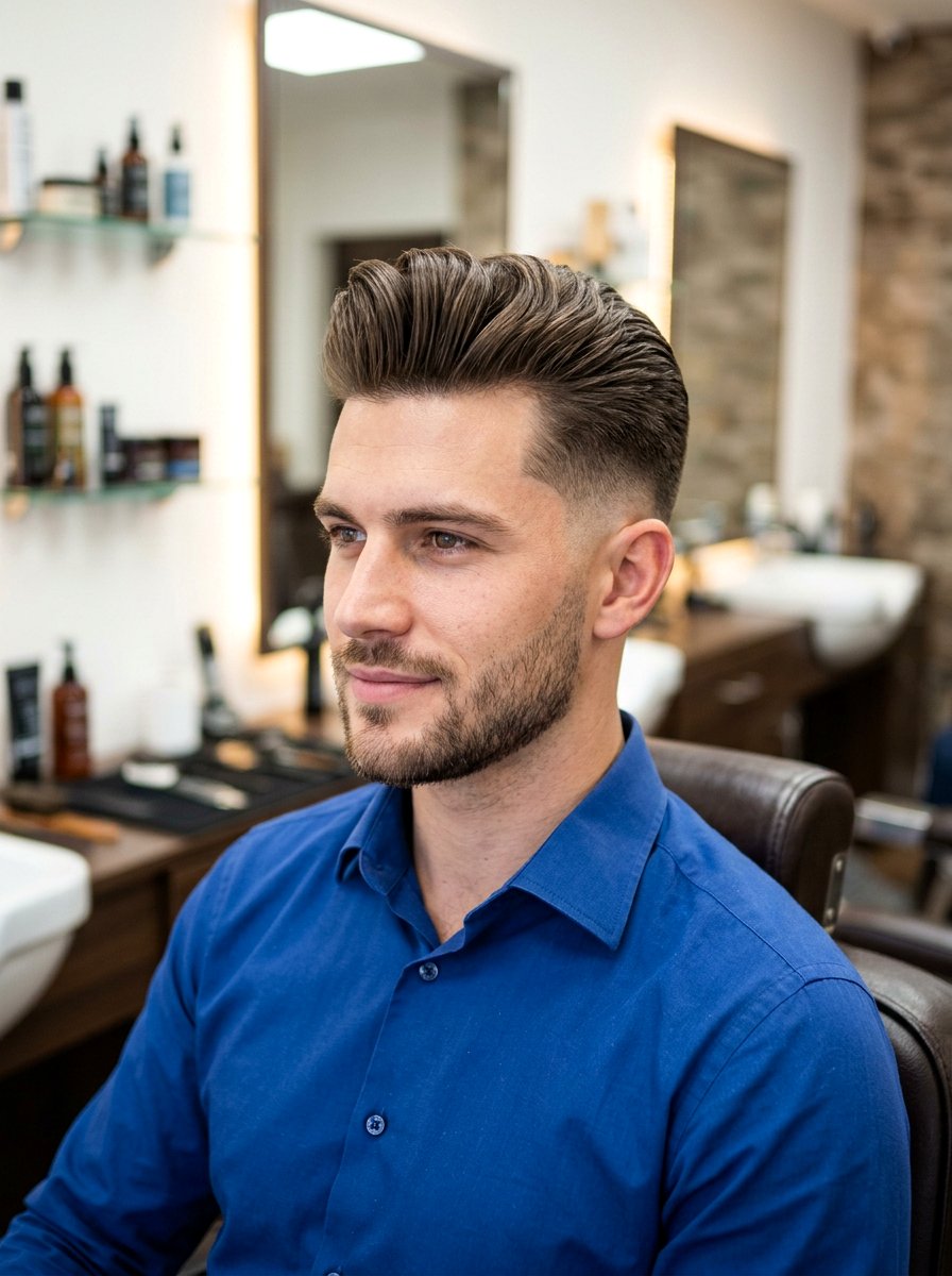 Pompadour With Low Fade - 20 pompadour haircut for medium hair men - 20 pompadour haircut for medium hair men