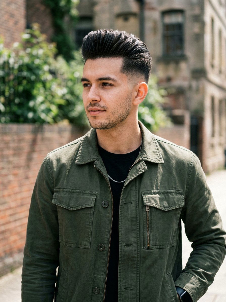 Pompadour With Mid Fade - 20 pompadour haircut for medium hair men - 20 pompadour haircut for medium hair men
