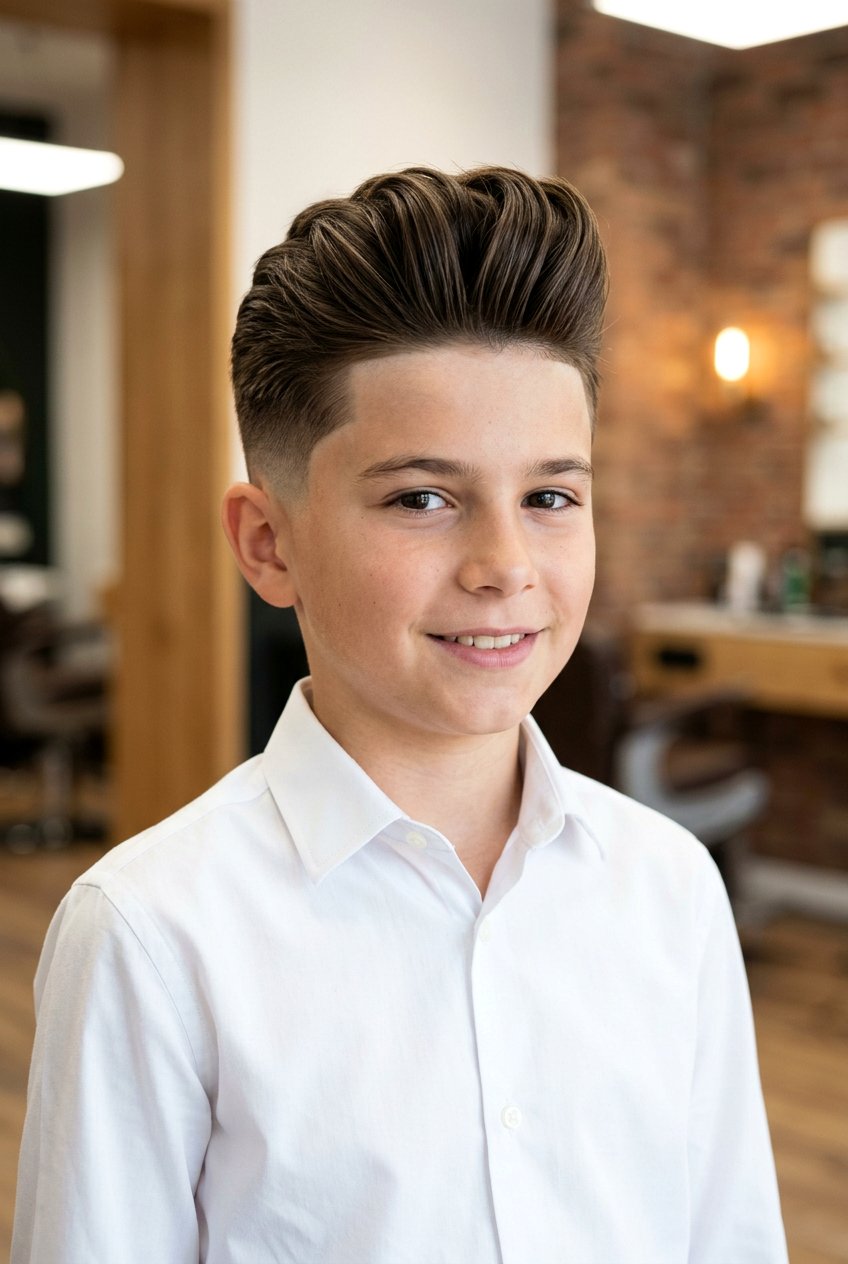 Pompadour with Temple Taper - 20 school ready haircut for boys - 20 school ready haircut for boys