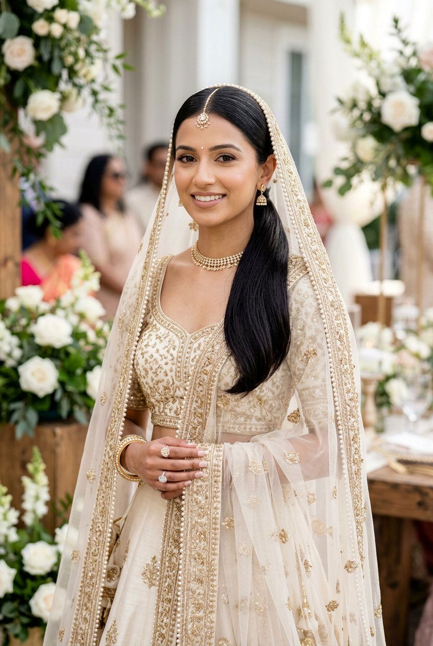 Ponytail Bridal Hairstyle With Secure Dupatta - 20 bridal hairstyles with dupatta - 20 bridal hairstyles with dupatta