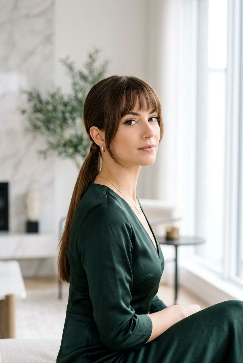 Ponytail With Bottleneck Bangs - 20 ponytail with curtain bangs - 20 ponytail with curtain bangs