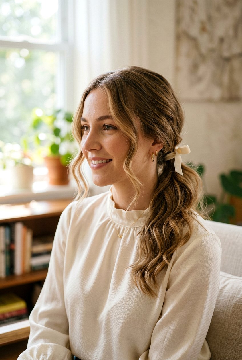 Ponytail With Bow And Face Framing Pieces - 20 holiday ponytail with bow - 20 holiday ponytail with bow