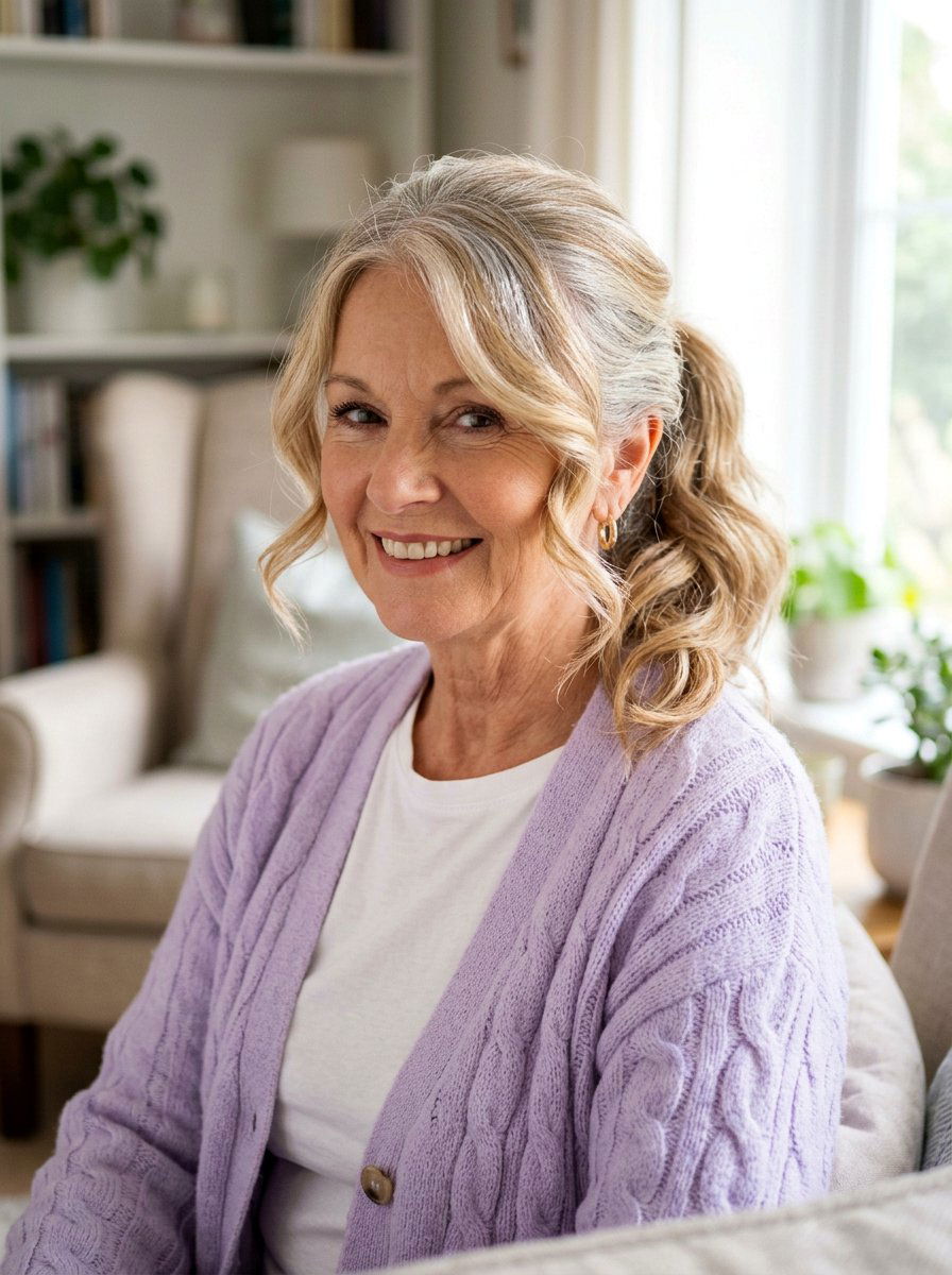 Ponytail With Face Framing Layers - 20 elegant ponytail hairstyle for older women - 20 elegant ponytail hairstyle for older women