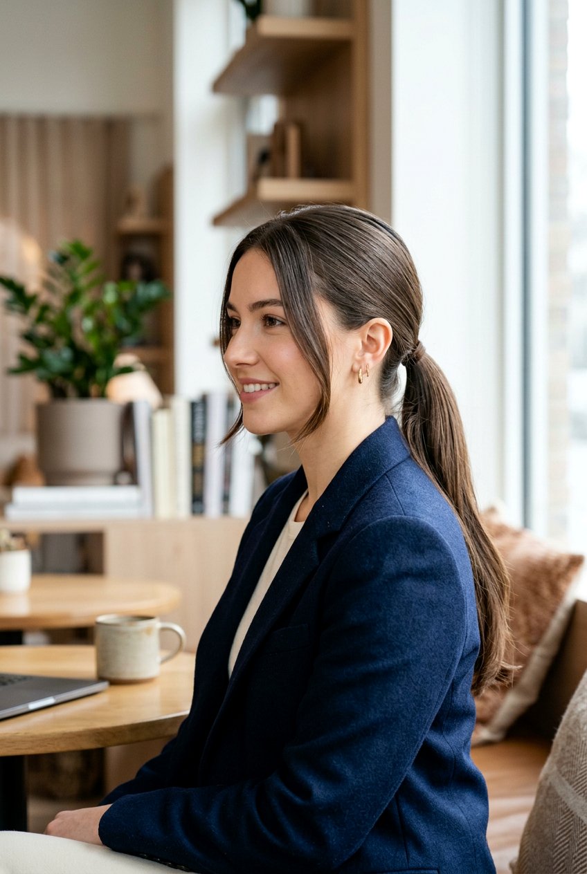 Ponytail With Smooth Face Framing Pieces - 20 interview ponytail hairstyle - 20 interview ponytail hairstyle