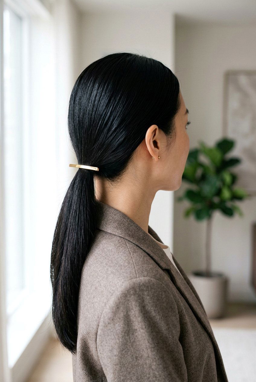 Ponytail With Subtle Hair Accessory - 20 corporate ponytail hairstyle - 20 corporate ponytail hairstyle