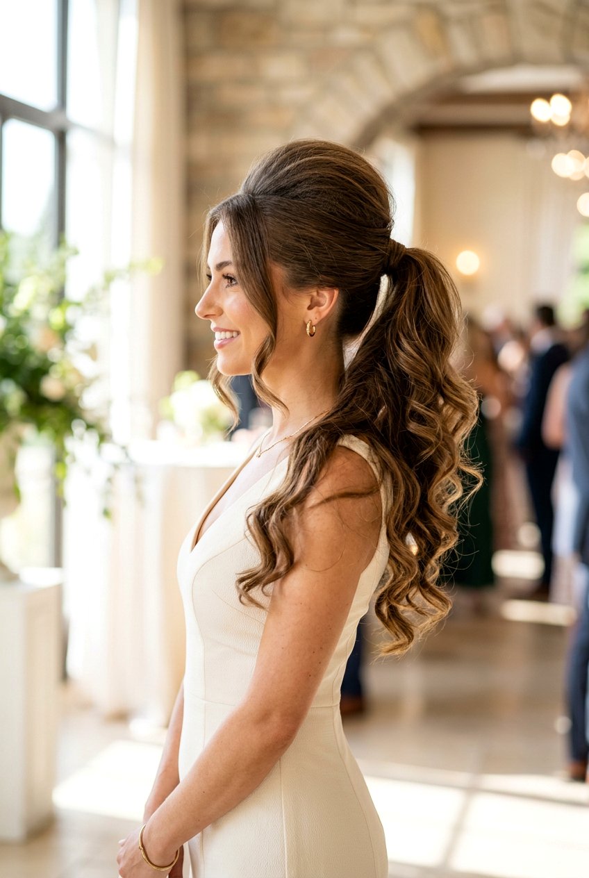Ponytail With Volume At Crown - 20 party hairstyles for long hair - 20 party hairstyles for long hair