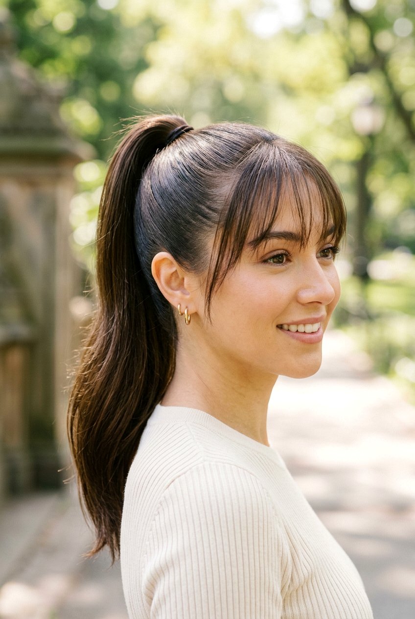 Ponytail with see through bangs - 20 korean see through bangs - 20 korean see through bangs