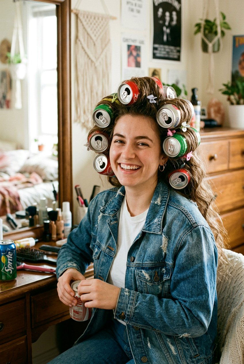 Pop Can Rollers - 20 heatless curls for long thick hair - 20 heatless curls for long thick hair